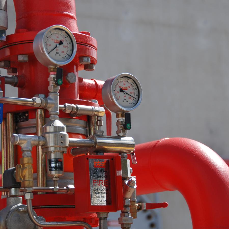 Red piping assembly fire safety